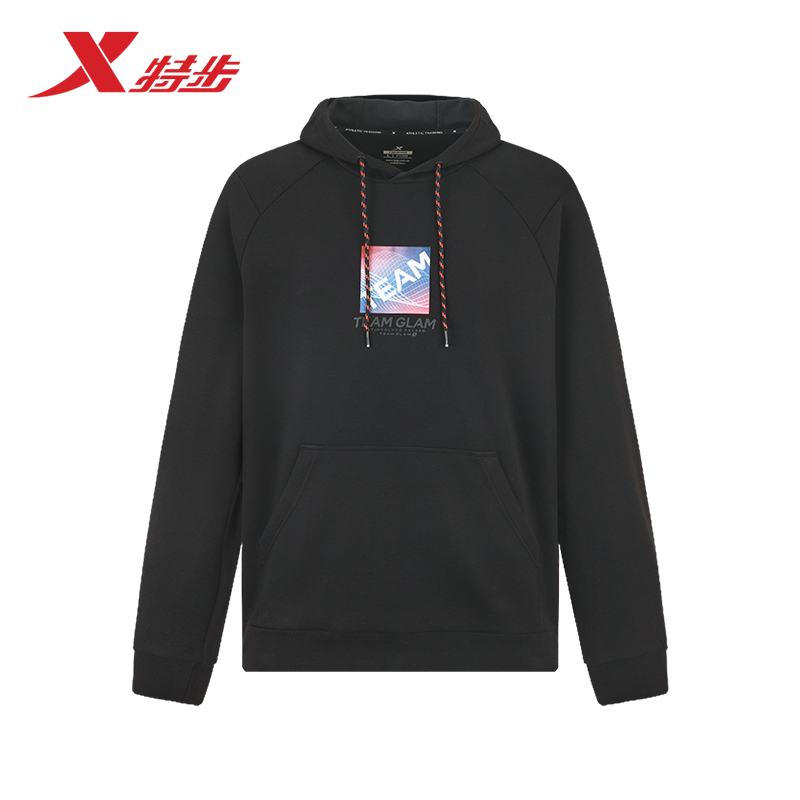 特步男连帽卫衣正品秋季新款休闲男运动百搭时尚卫衣977329930339