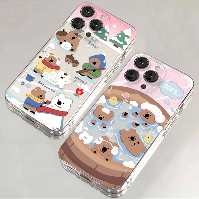 苹果OPPO华为VIVO红米秋冬卡通椒熊iPhone15/14手机壳13/12可爱11