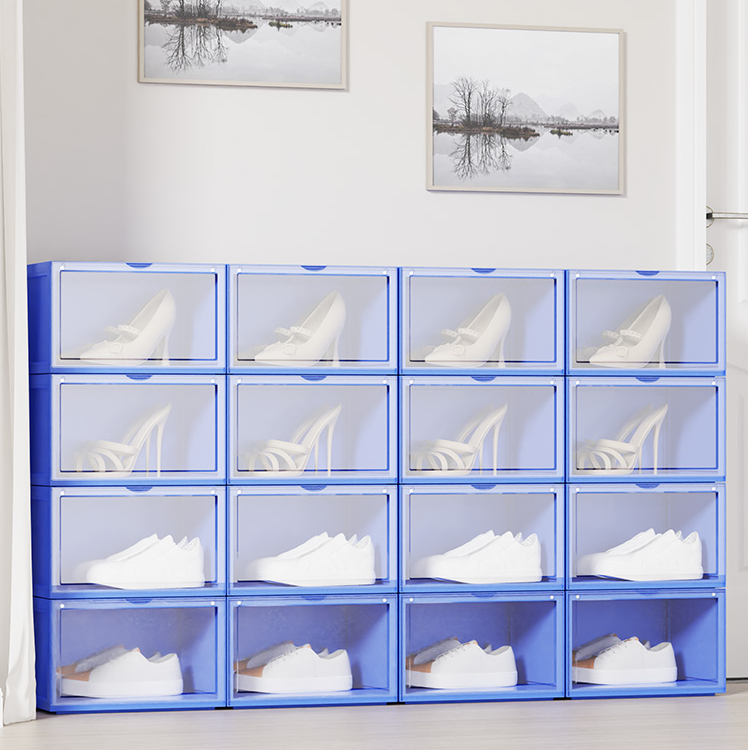 YonTuan/勇团透明家用磁吸翻盖式防尘鞋盒侧开潮鞋墙收纳简易鞋架