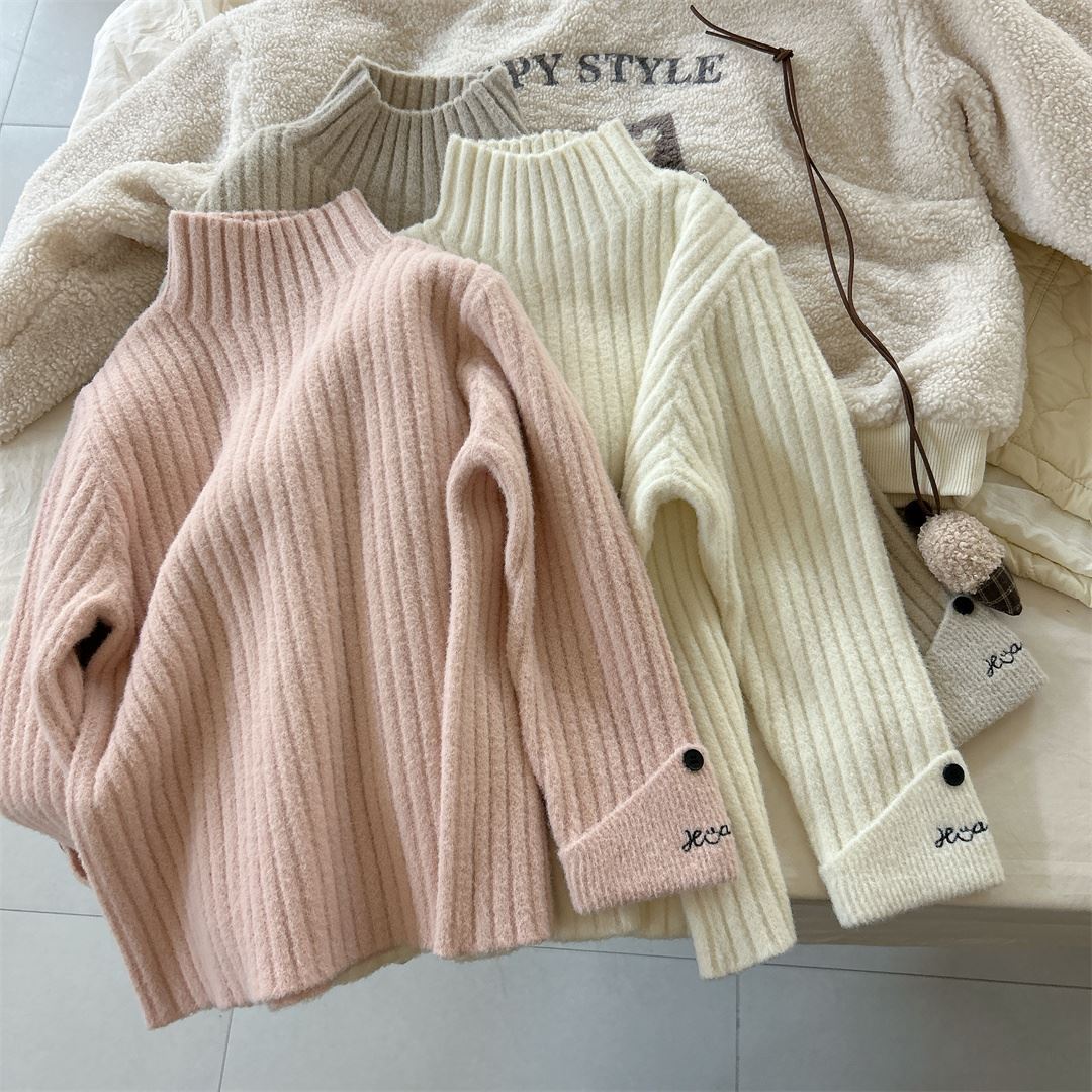 女童毛衣25冬款儿童半高领修身打底衫女孩中领内搭针织衫保暖线衫