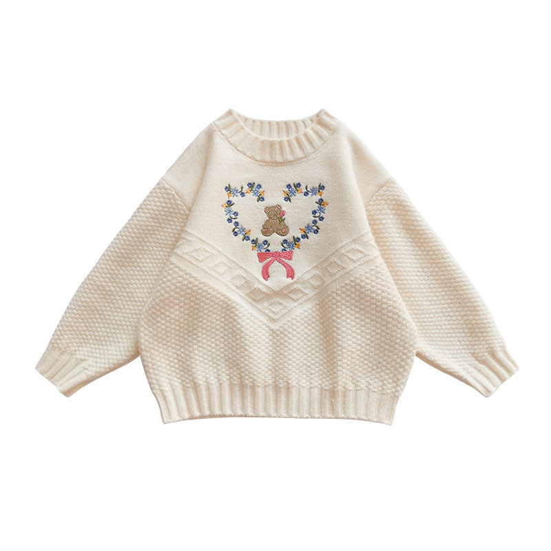 女童毛衣2024新款洋气女宝宝时髦冬装打底套头针织衫春秋款儿童装