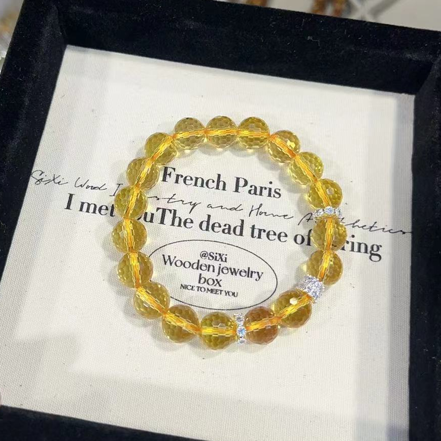 【黄水晶蹦迪珠】天然黄水晶单圈小店招米蹦迪珠手串颗颗爆闪