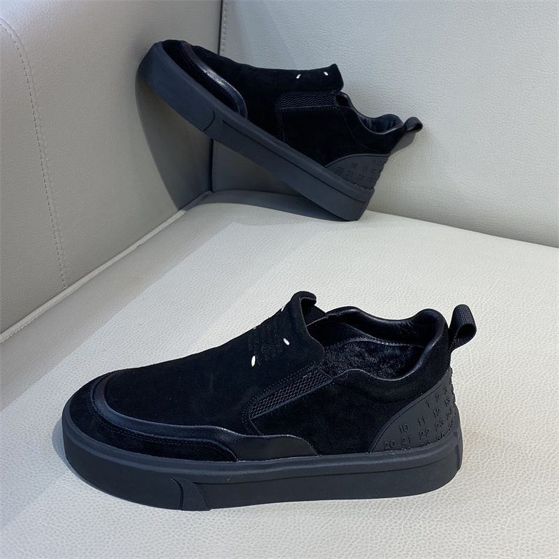 高端男鞋2023秋冬新款休闲鞋反绒皮一脚蹬懒人鞋单棉同款低帮板鞋