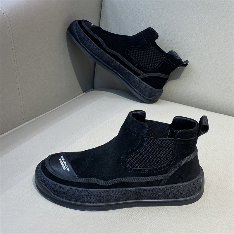 男鞋2023秋冬新款高端短靴磨砂皮软底工作靴时尚短筒单靴加绒棉靴