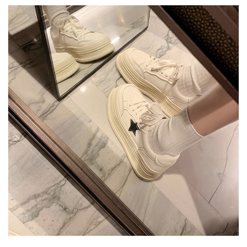 秋冬季休闲星星小白鞋子女高级感2023新款秋季爆款厚底增高运
