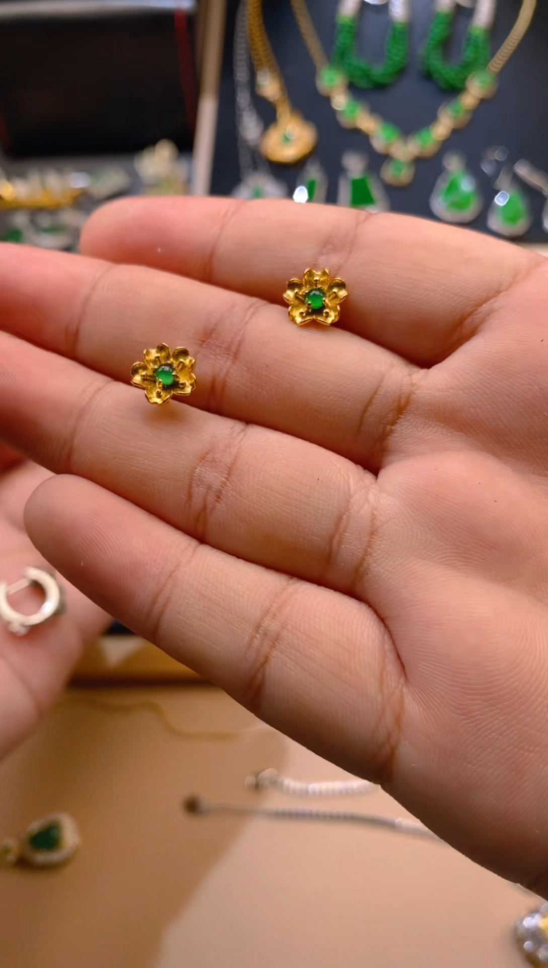 【闪购商品】翡翠吊坠(不含链)银S925镶嵌花花耳饰