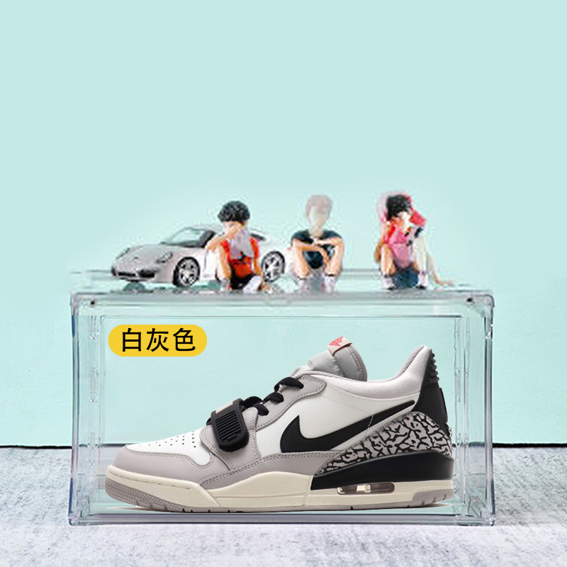 AJ312低帮篮球鞋实战白灰aj男女休闲鞋百搭亚克力板鞋运动鞋盒