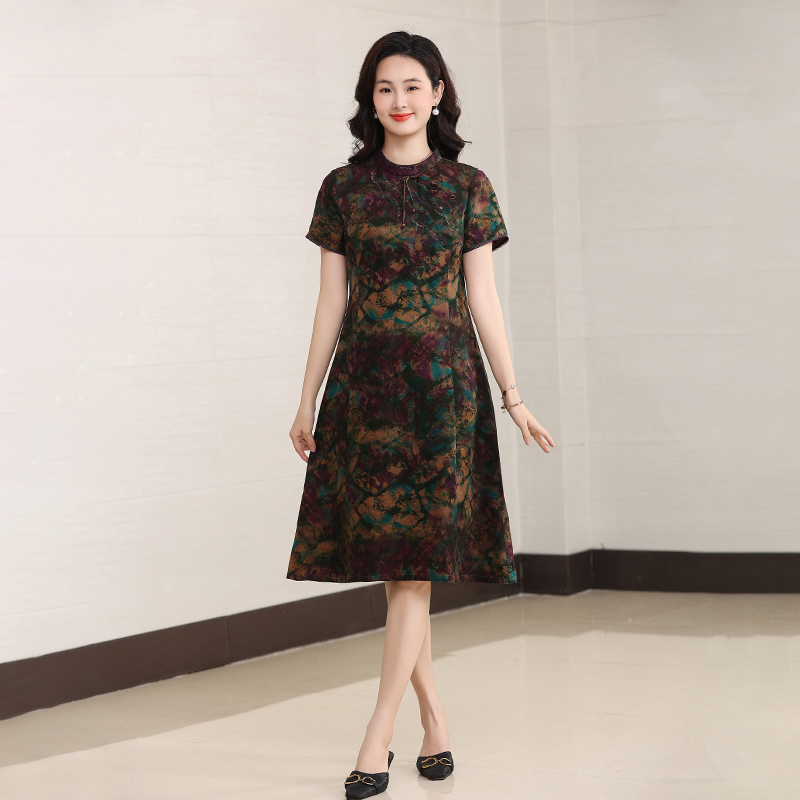 DA-88060香云纱真丝连衣裙新款女气质显瘦复古高端桑蚕丝