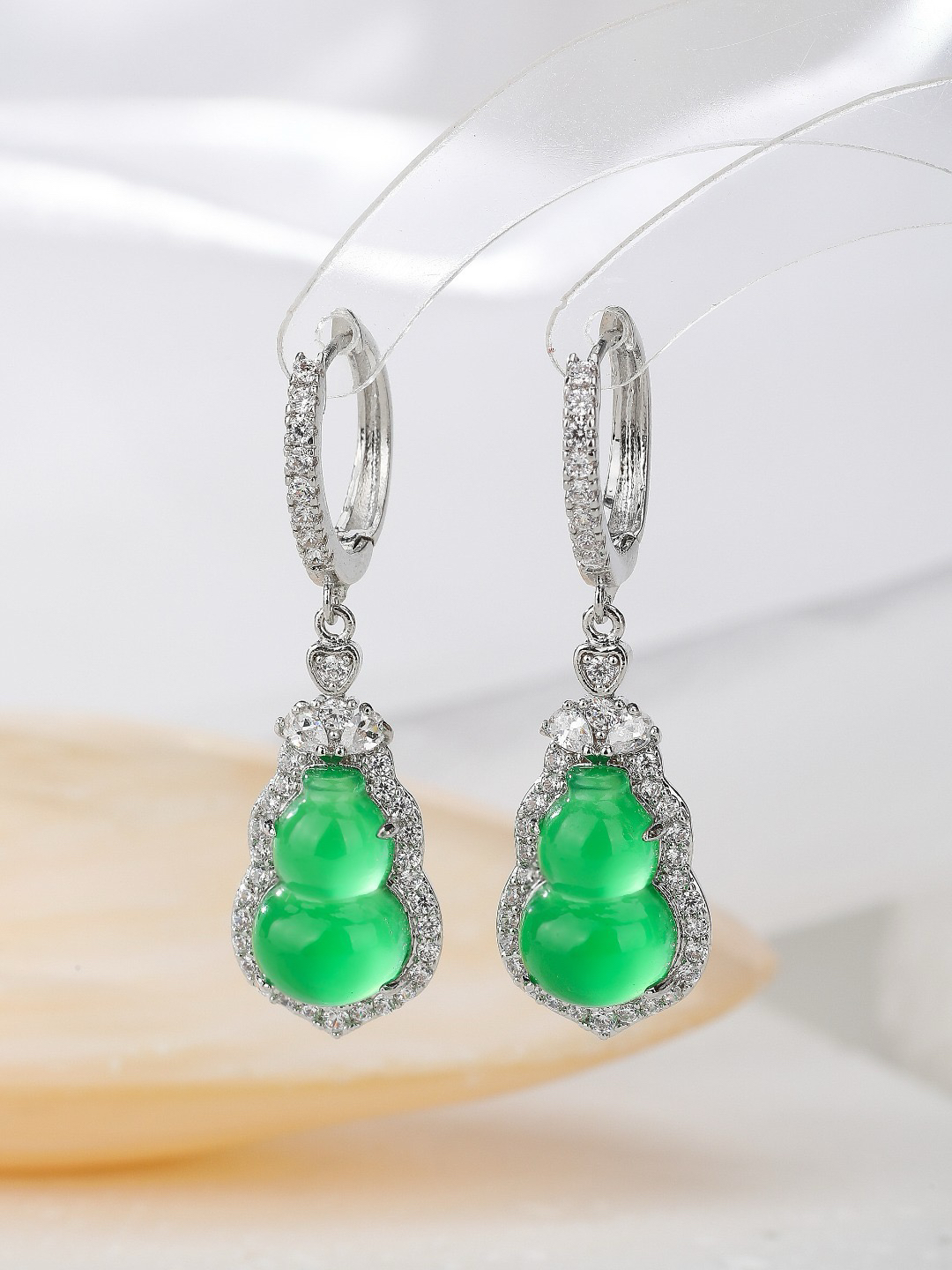 铜合金合成锆石耳饰 2774高级轻奢葫芦耳饰