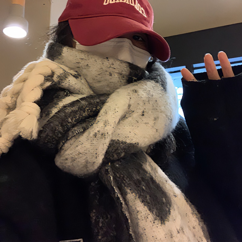 时尚韩国新款大围巾女冬季灰色马海毛加厚百搭防寒纯色披肩感围脖