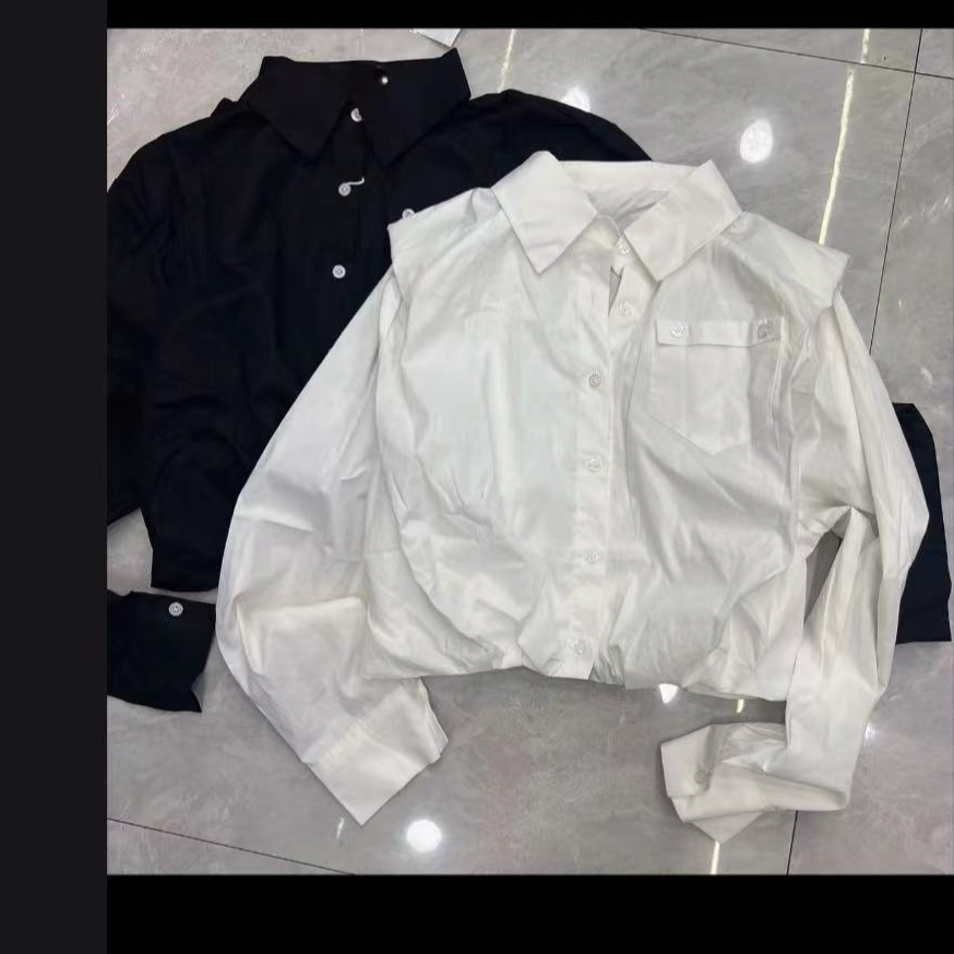 【米雪】7168洋气翻领垫肩衬衫