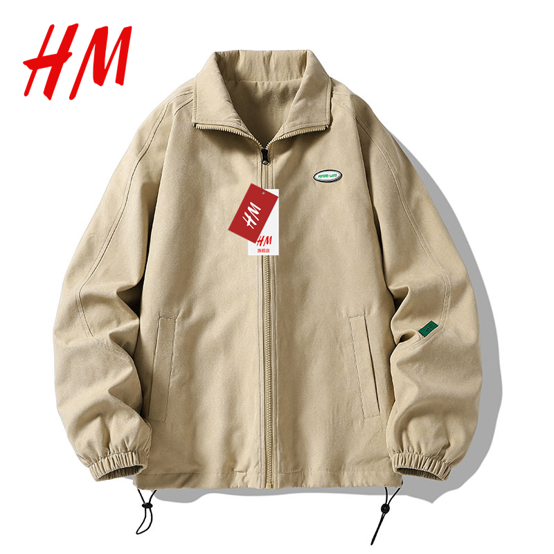 HM旗舰店官网秋冬季新品简约复古国潮休闲男外套宽松百搭夹克上衣