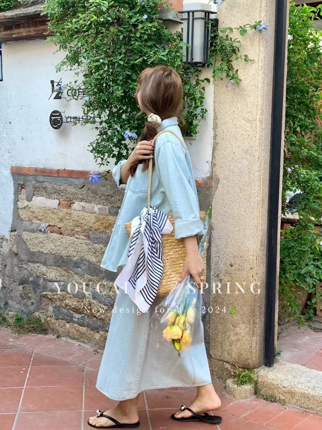 春款浅色牛仔两件套