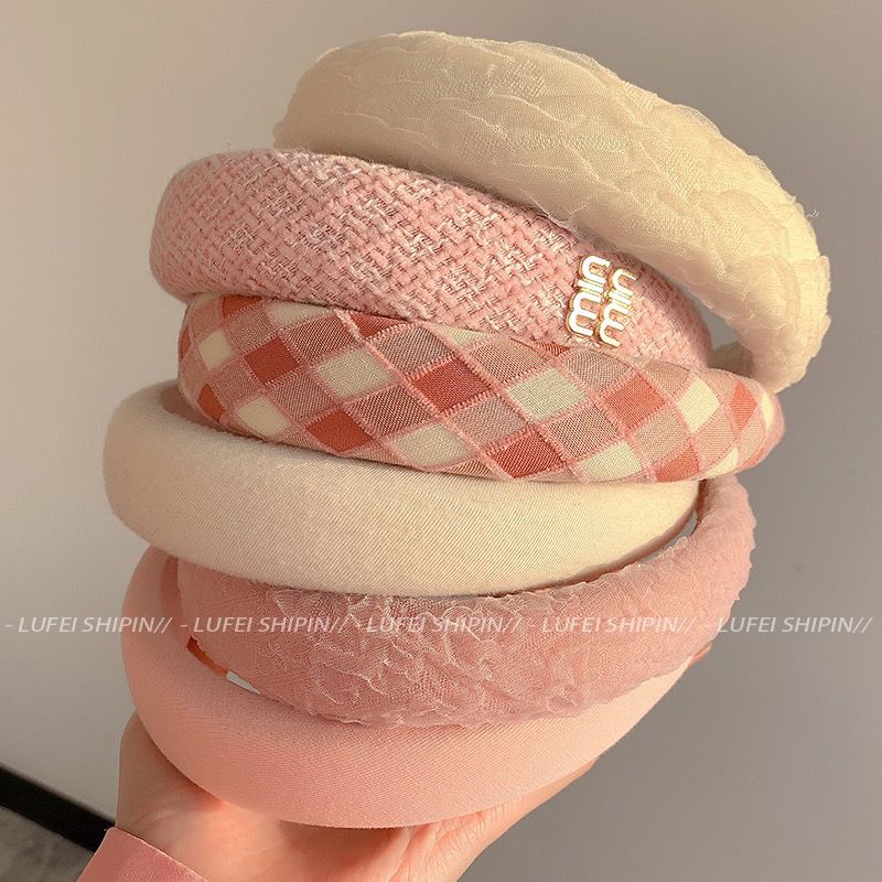 新疆包邮秋冬粉色发箍糖果色女生颅顶新款发饰宽边洗脸森系头箍