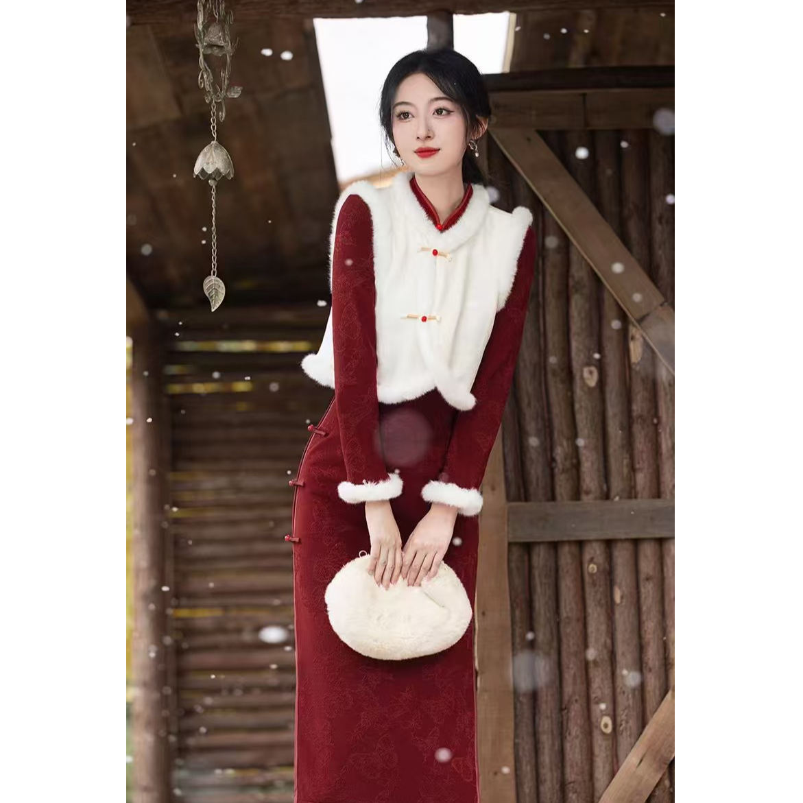 苏故里【晴山见礼】秋冬款传统款微胖女生小个子旗袍红色女款新中式