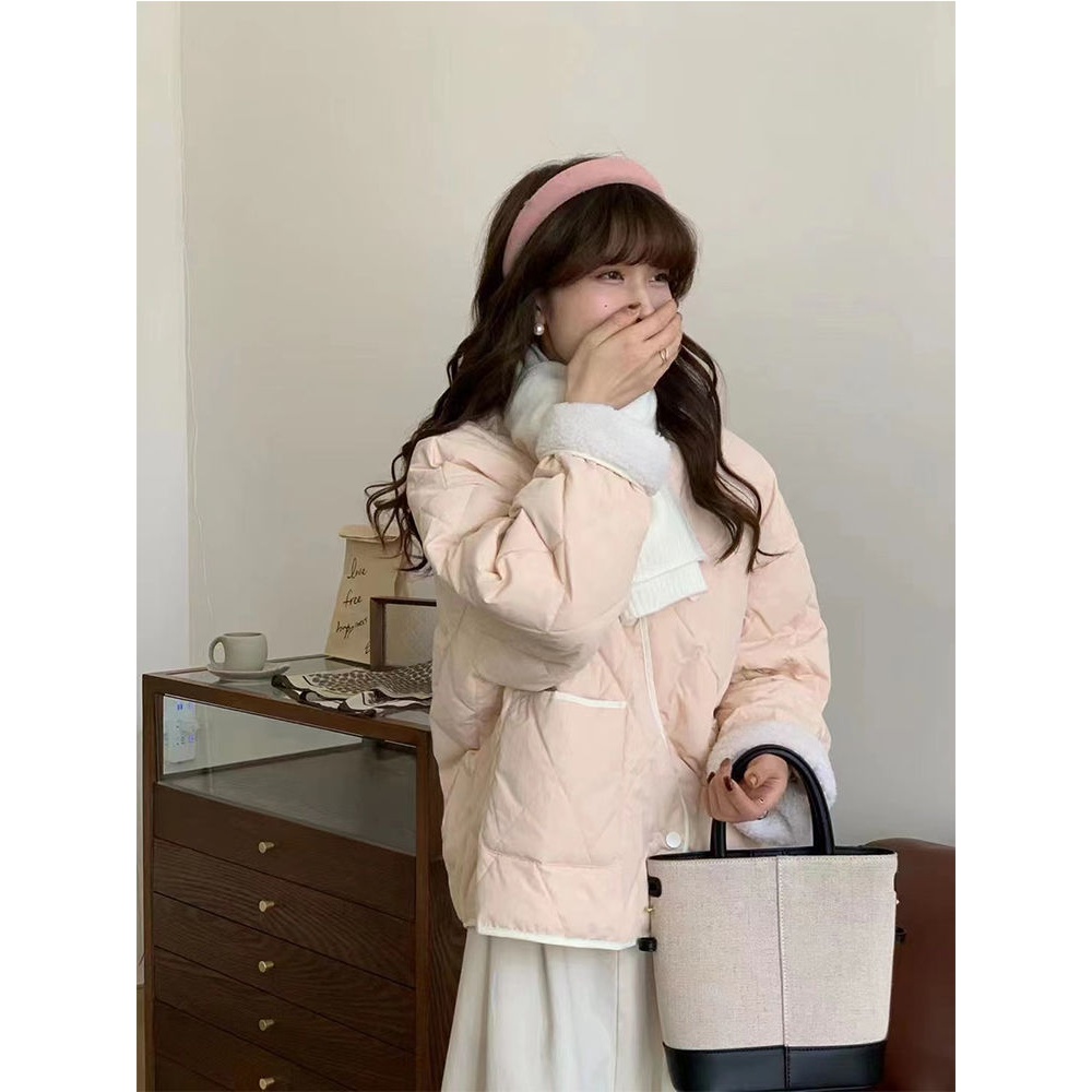 美拉德夹加厚外套女衣冬装新款小个子设计感轻薄保暖服袄