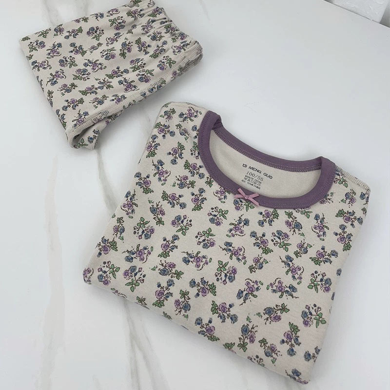 燕子的童装新款韩版儿童秋衣秋裤套装女加厚居家服保暖毛衫中小