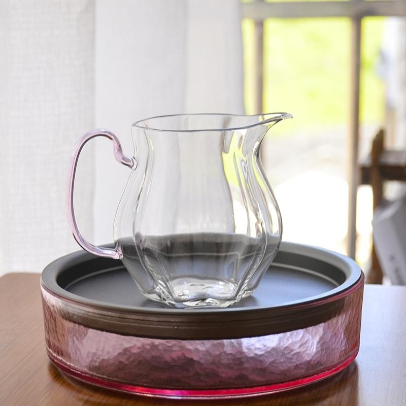 高级玻璃公道杯加厚耐热绿茶分茶器日式透明茶海手柄功夫茶具