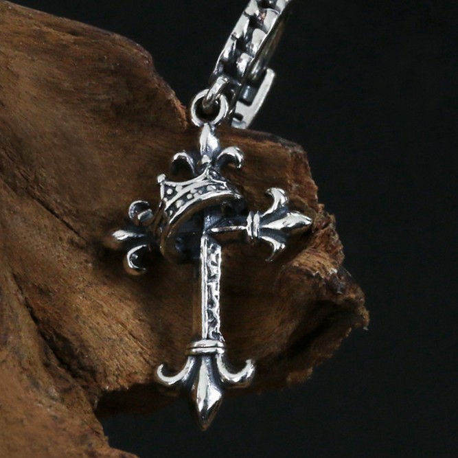 MOKI 925银耳饰 moki饰品男士复古925纯银耳环哥特宫廷风十字架耳