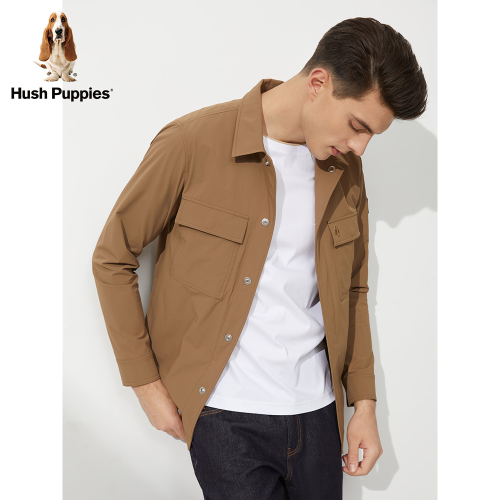Hush Puppies暇步士男装春季纯色时尚休闲夹克外套男|PJ-22126D