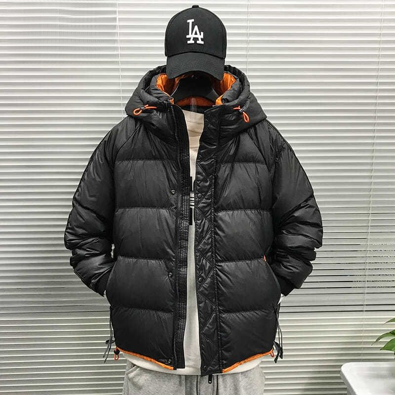 波司澄男士羽绒服短款2023新款潮流连帽轻薄保暖面包服帅气冬季外