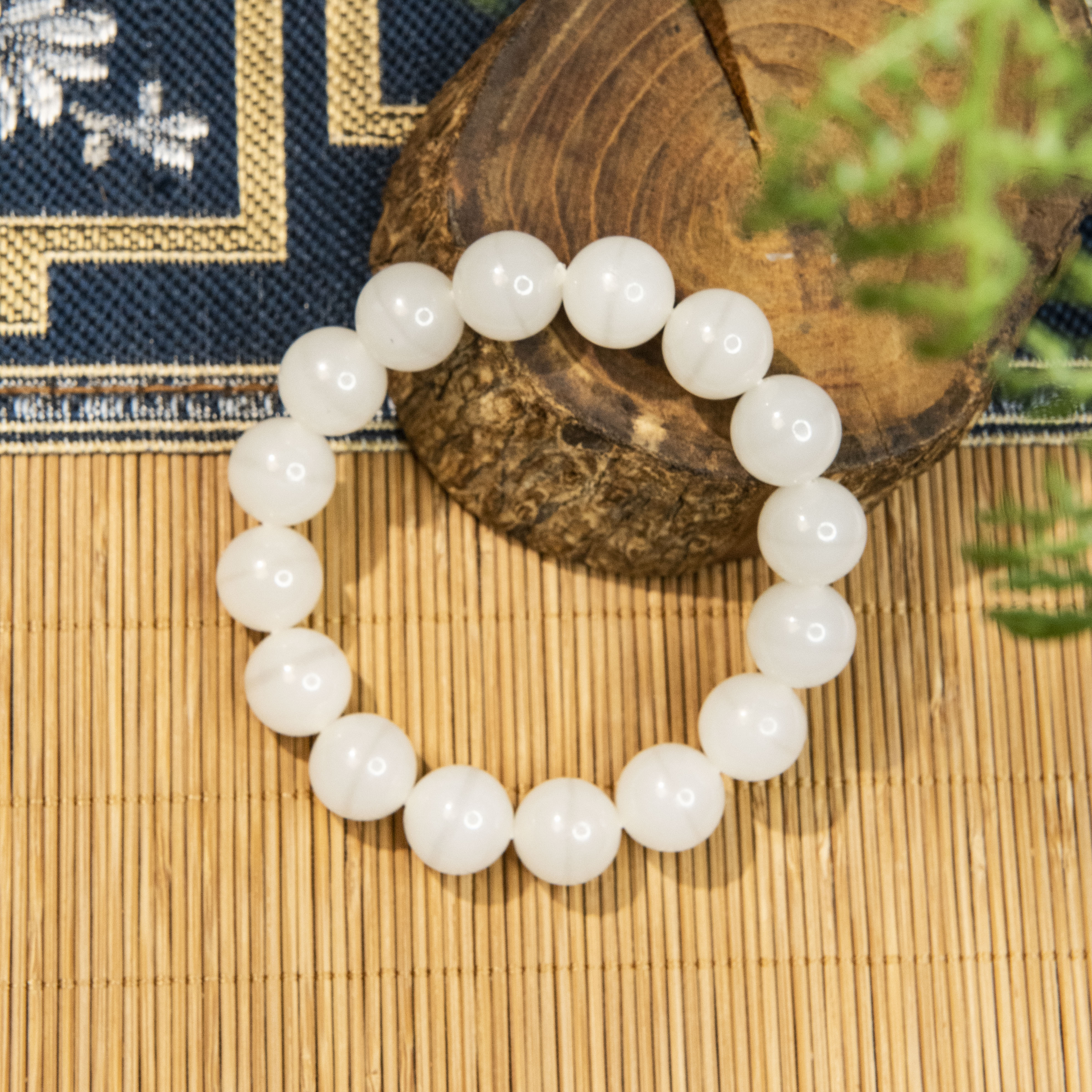 【左氏珠宝】情人节1237和田玉白玉一线天白色手串轻奢百搭单圈手串