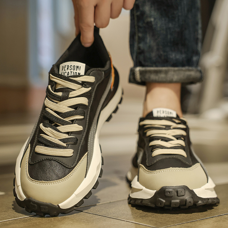 旺贝回力阿甘男鞋秋冬季款劳保工作上班皮面运动防水防滑厚底黑色