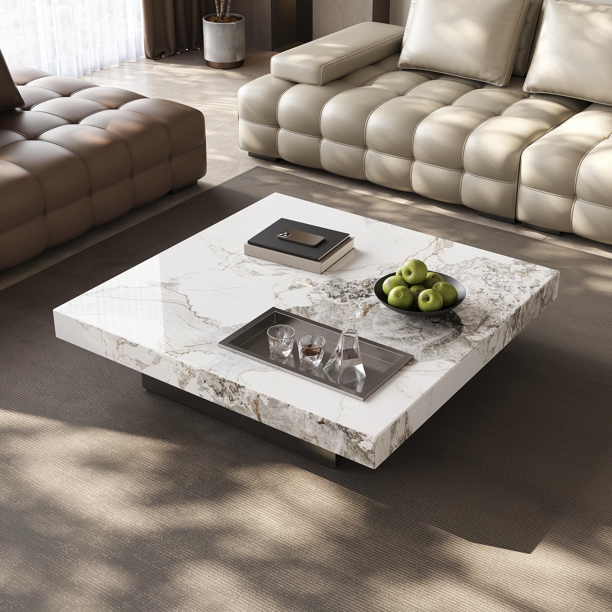 【莱品格】意式轻奢极简正方形茶几客厅长方形茶几