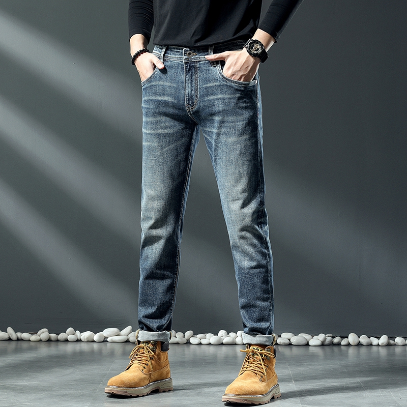 550#秋冬款修身小直筒长裤牛仔裤男高档休闲百搭男士