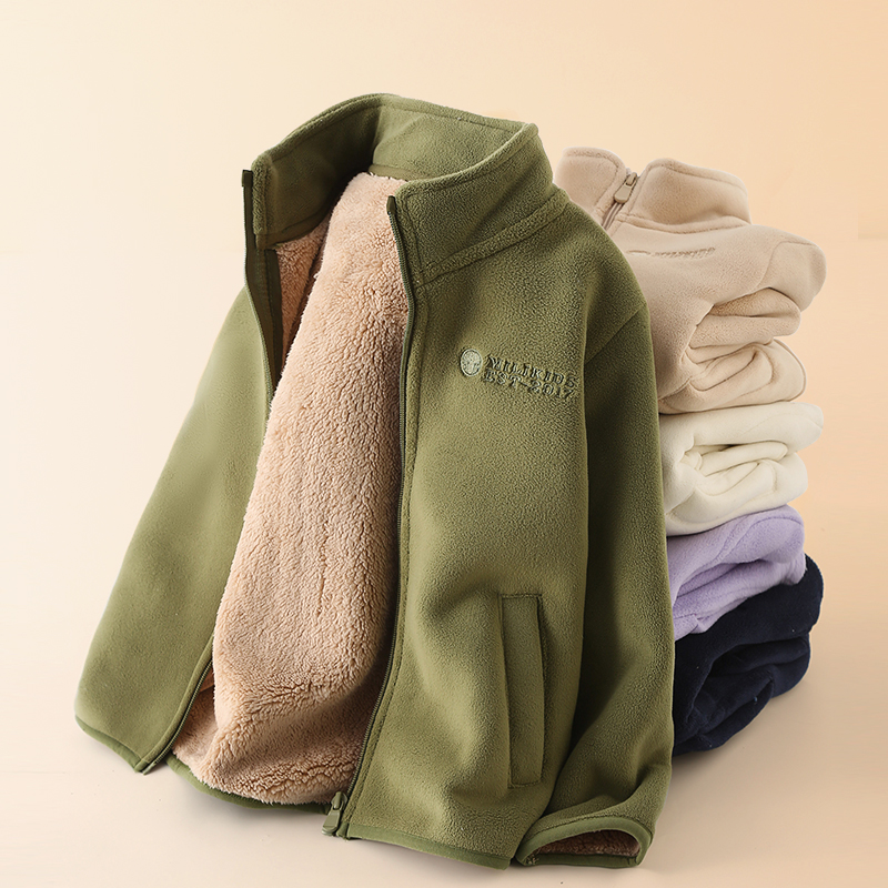 【米粒円】儿童摇粒绒加绒外套男女童加厚保暖开衫校服神器抓绒上衣
