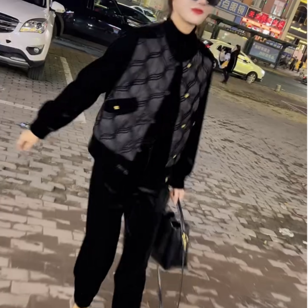 外套小香风网红洋气时尚百搭冬季菱格棉服棉袄显瘦修身黑色短款女