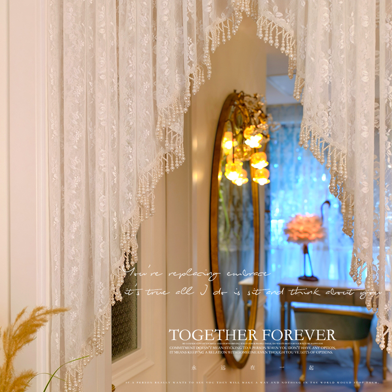 【原版加密珍珠】高定法式刺绣蕾丝半截门帘隔断帘卧室卫生间装饰帘