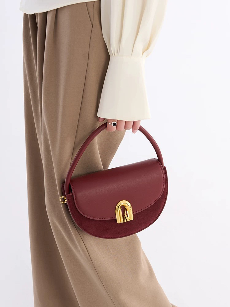 LK/轻奢高颜值复古新款马鞍包女时尚单肩斜挎包女士手提报（24127）