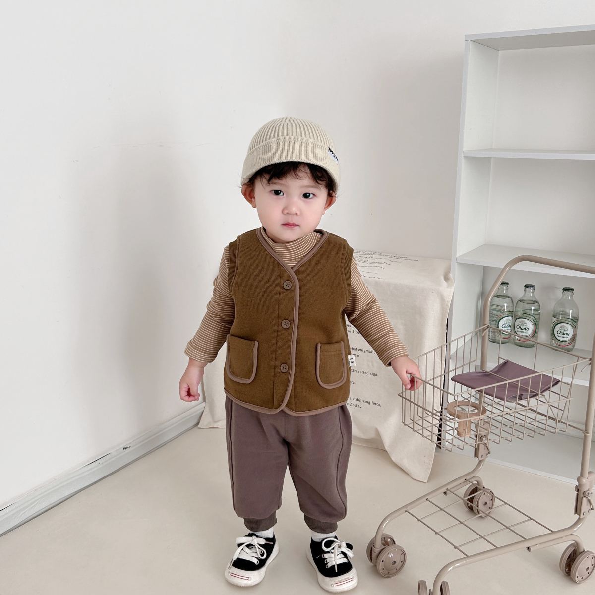 yoyo【 小兔马甲】婴幼儿背心秋冬纯色0-1岁可爱韩版坎肩上衣潮
