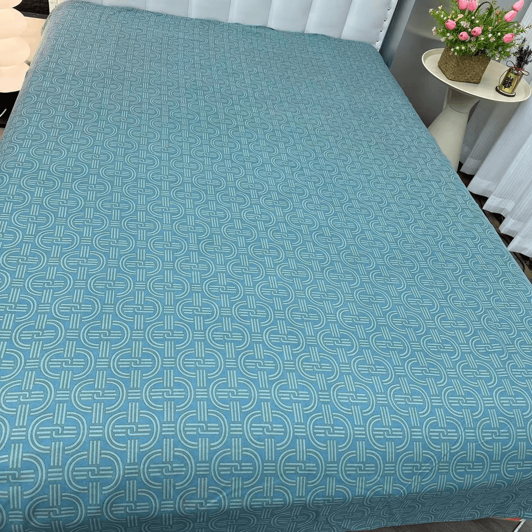 加厚亲肤棉床单--五福绿色