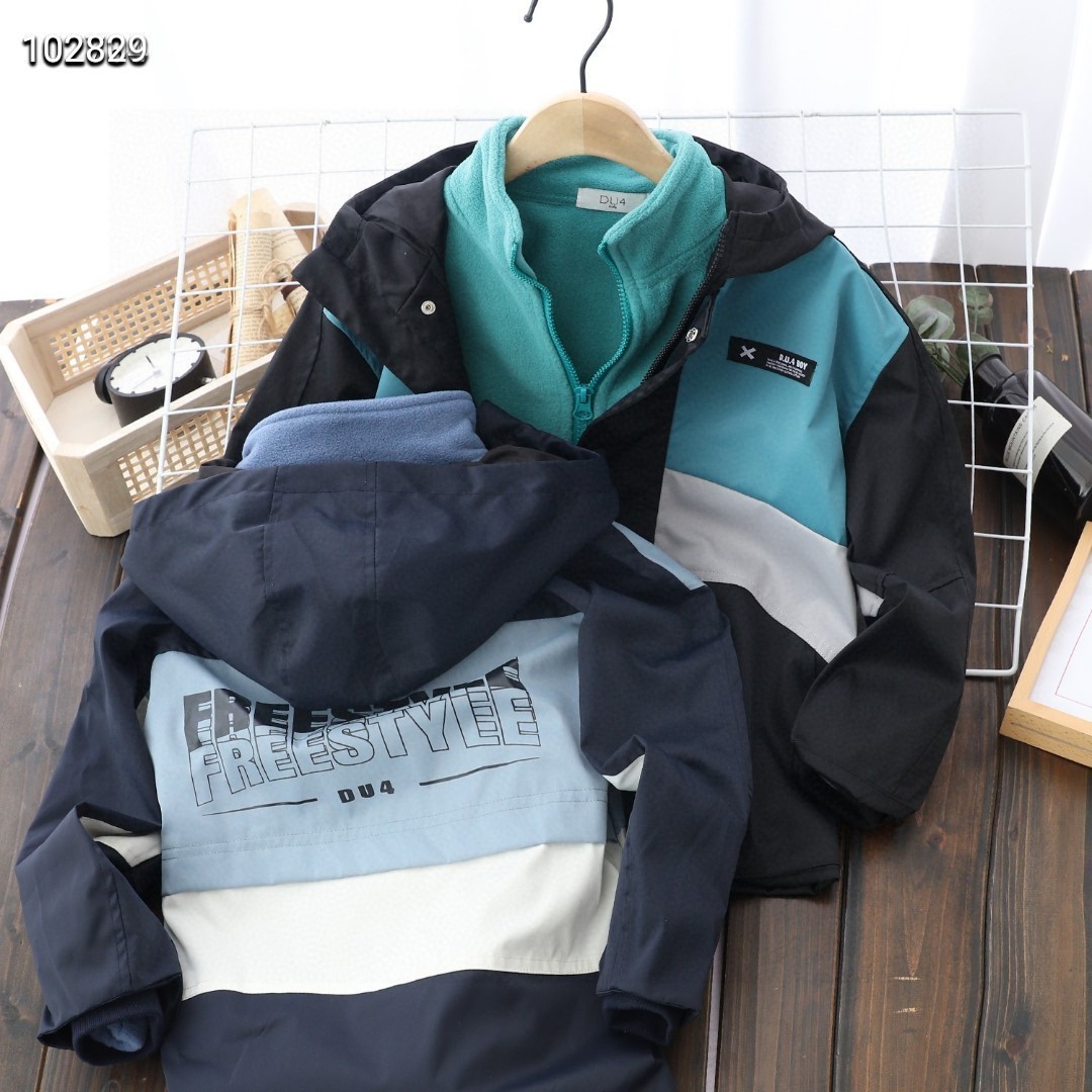 DU4儿童可拆卸内胆冲锋衣1au23男童中大童休闲外套