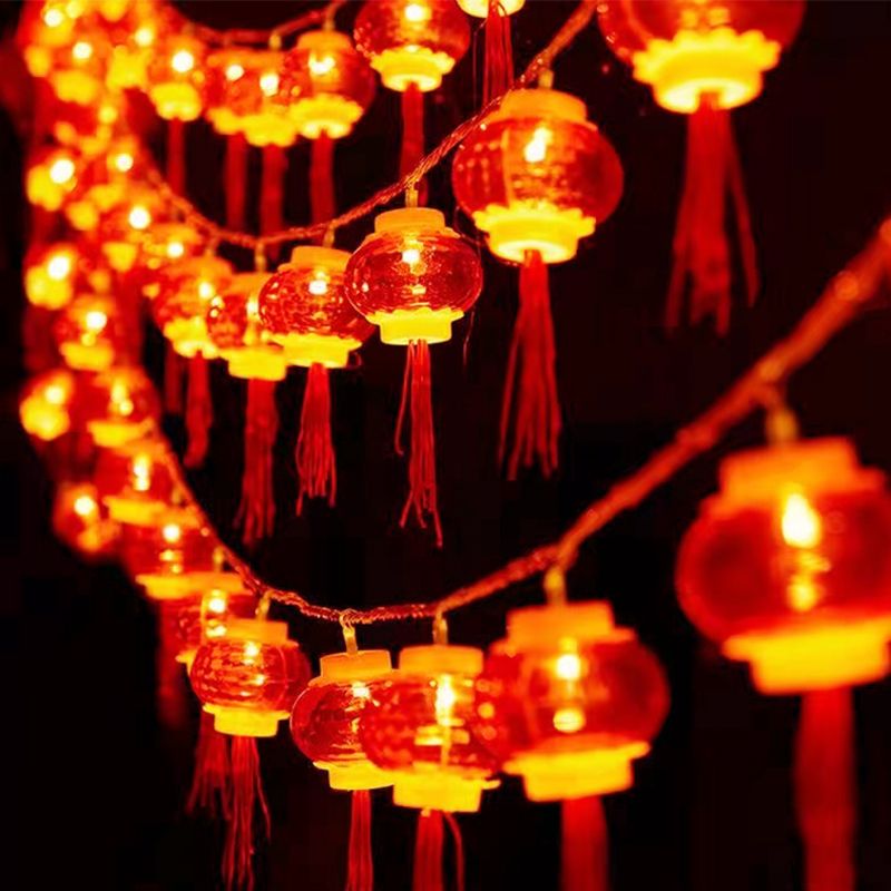 春节装饰灯小灯笼灯串新年氛围灯家用装饰太阳能闪灯挂灯节日彩灯