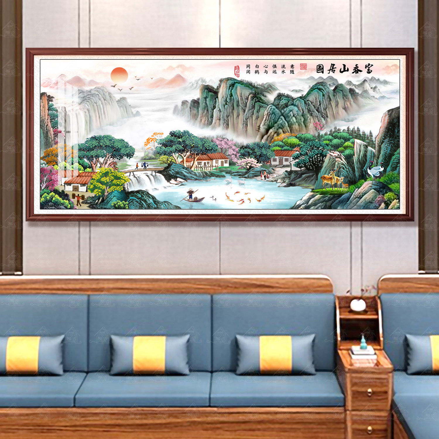 【进口棉布】十字绣爱阁 新版富春山居图升级版 大幅风景手工线绣