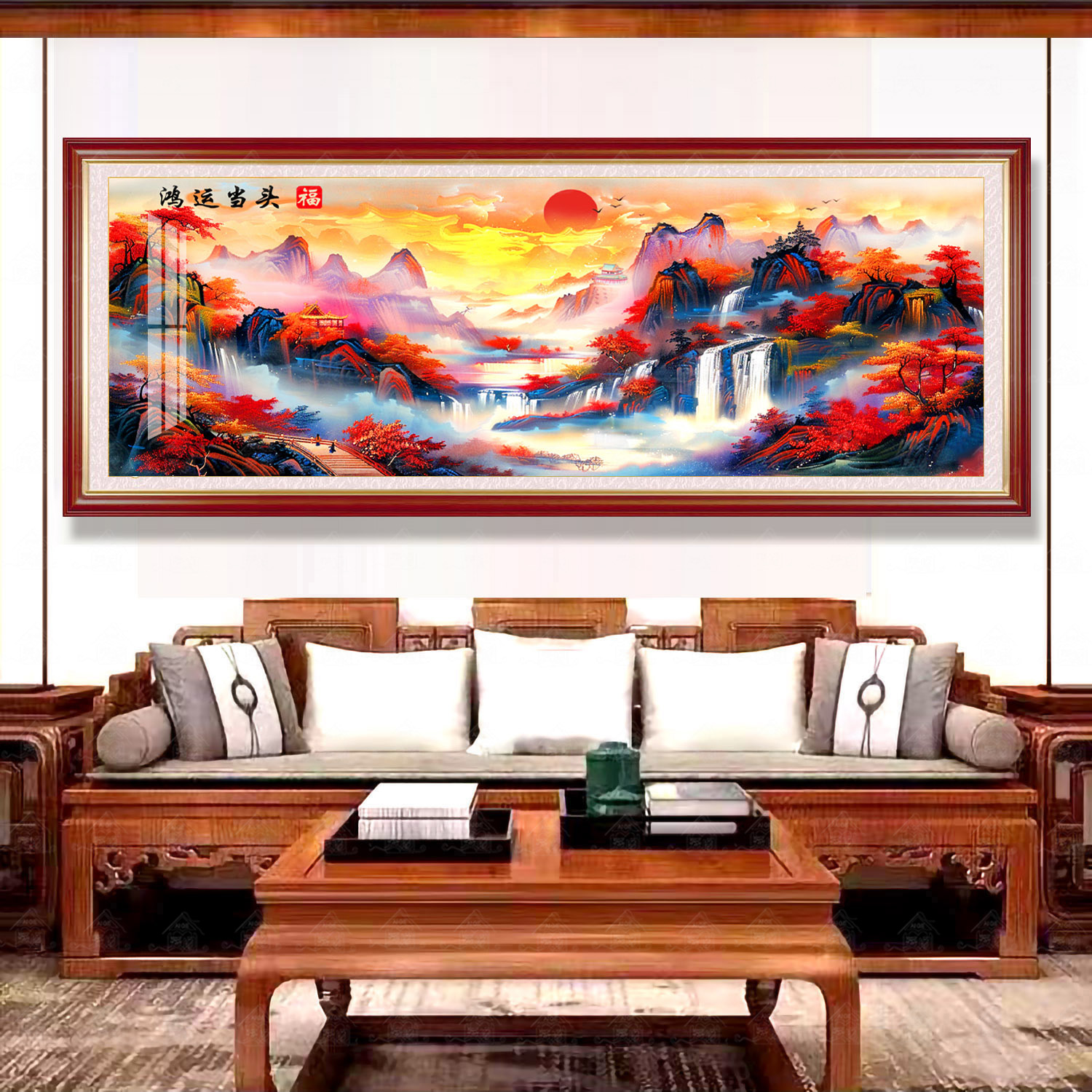 【进口棉布】十字绣爱阁鸿运当头山河版经典大幅收藏装饰画手工绣