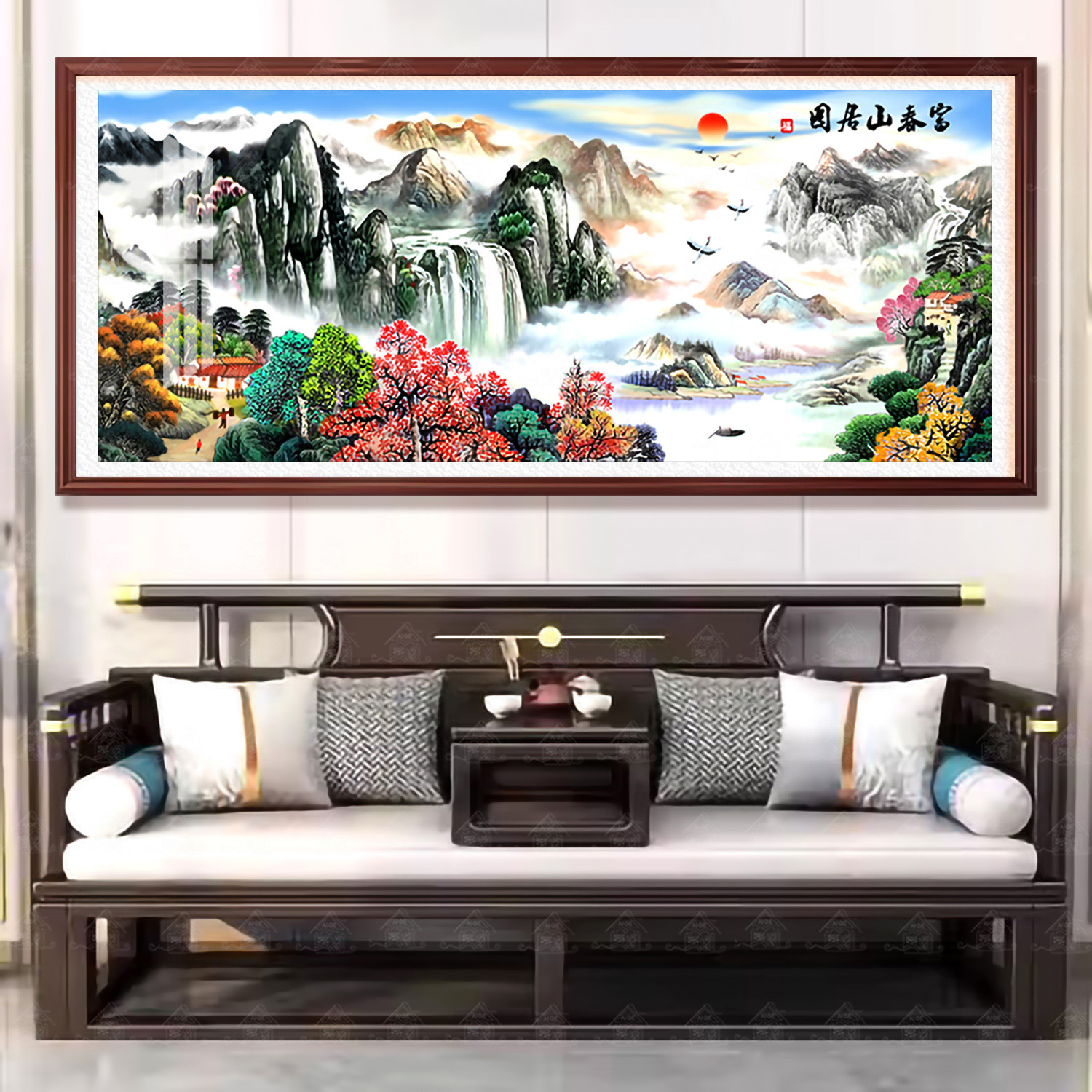 【进口棉布】十字绣爱阁 经典版富春山居图升级版 中式山水画手工绣