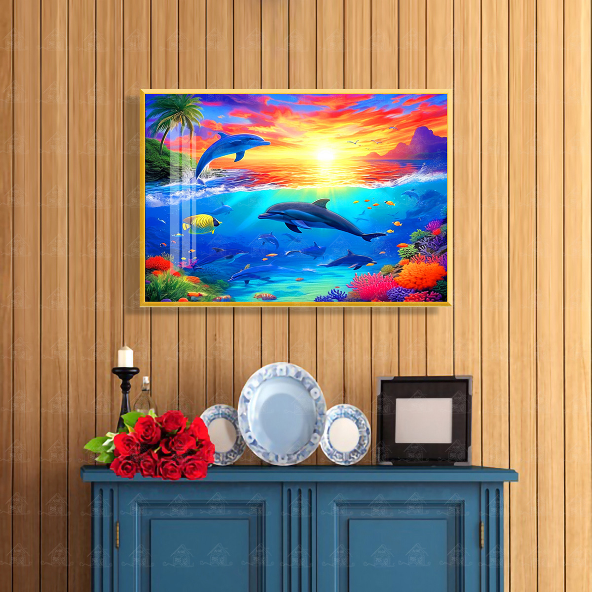 十字绣爱阁水下世界新款海洋动物梦幻唯美客厅玄关装饰手工线绣