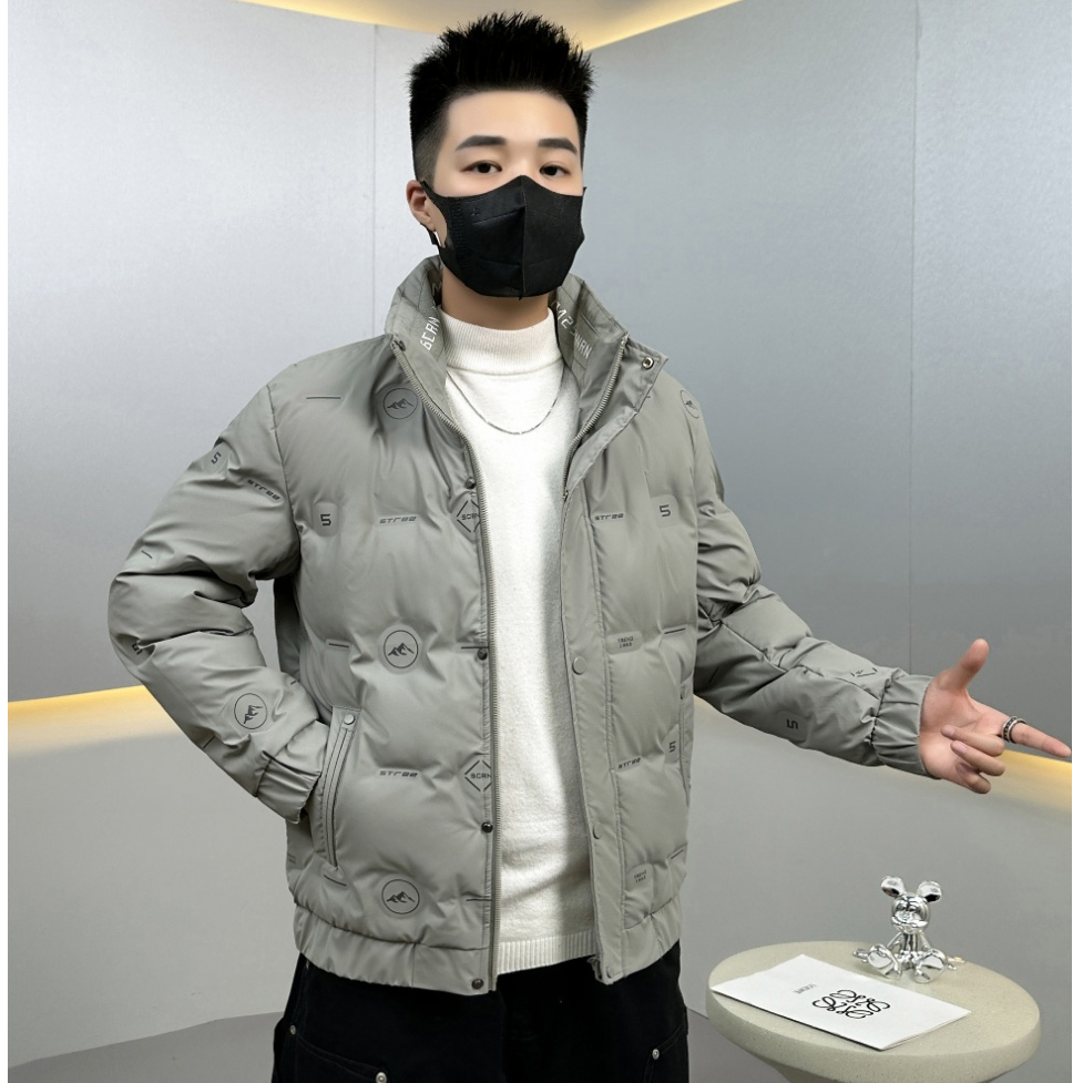 7115冬季男士外套2024新款韩版百搭潮流立领轻薄加厚保暖外套上衣