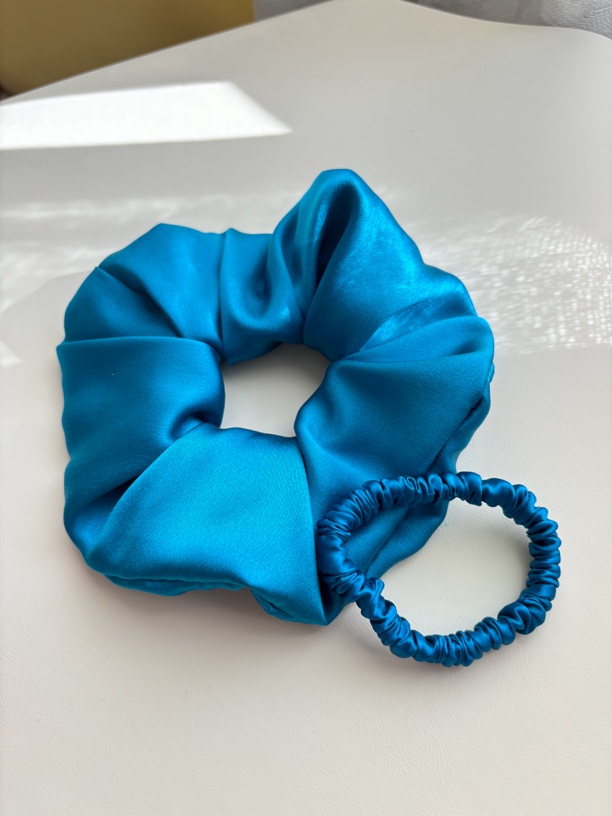 真丝发圈30姆米桑蚕丝素圈素绉缎发圈发绳发饰法式粉色黑色绿色