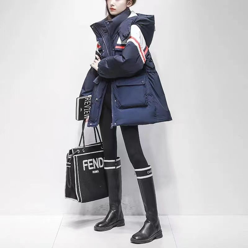 【新年大促】2023款年冬季冲锋衣羽绒服女新时尚小个子收腰拼色连