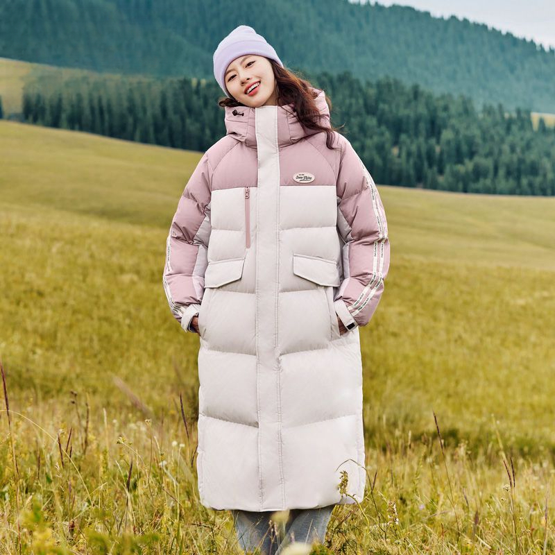【新年大促】大雪飞中长款情侣羽绒服男女款2023新款运动休闲撞色