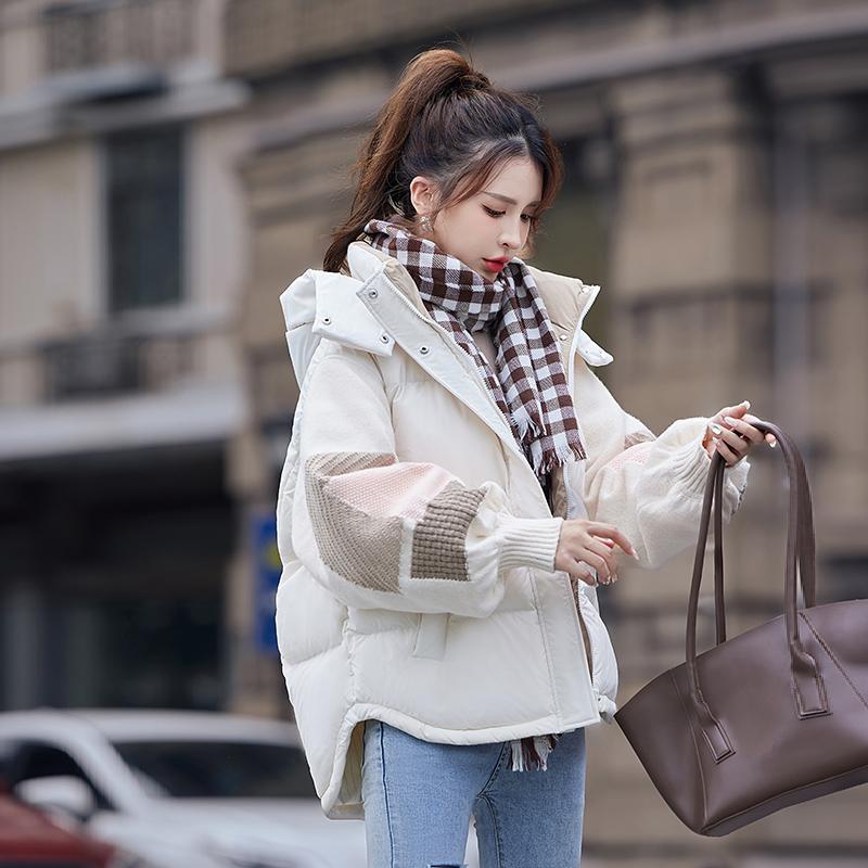 【新年大促】羽绒服女2024年新款冬季短款宽松撞色拼接洋气时尚连