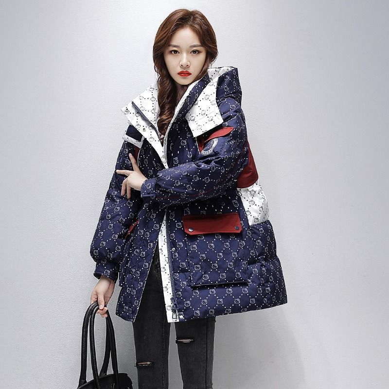 【新年大促】拼色高档羽绒服网红新款中长款冬季韩版休闲保暖时尚