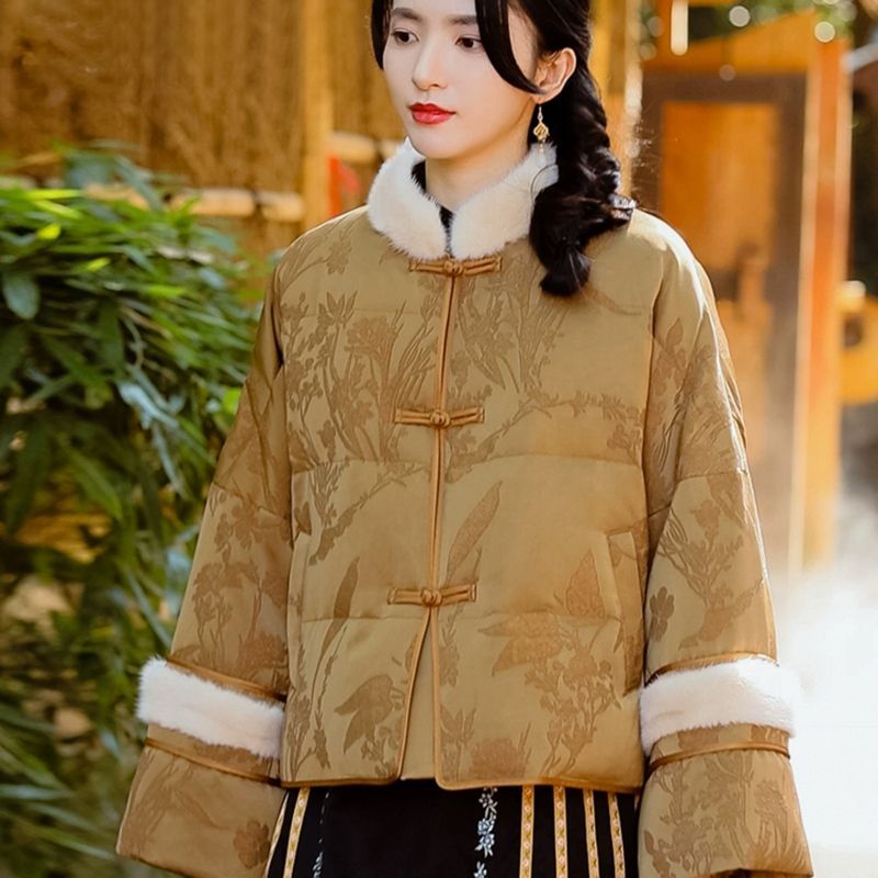 【新年大促】新中式国风羽绒服女短款2023年新款冬季复古提花洋气