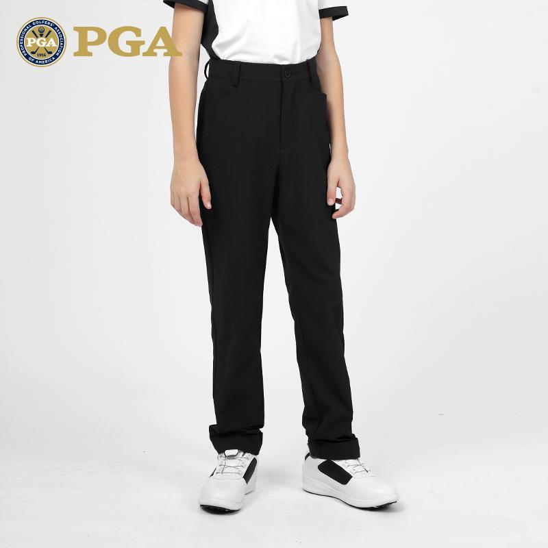 美国PGA儿童高尔夫裤子男童弹力腰带长裤夏季青少年运动透气服装