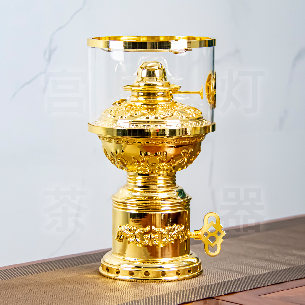 宫灯茶器 24K镀金高端茶器锦上添花茶炉家用保温防风加热上链灯炉